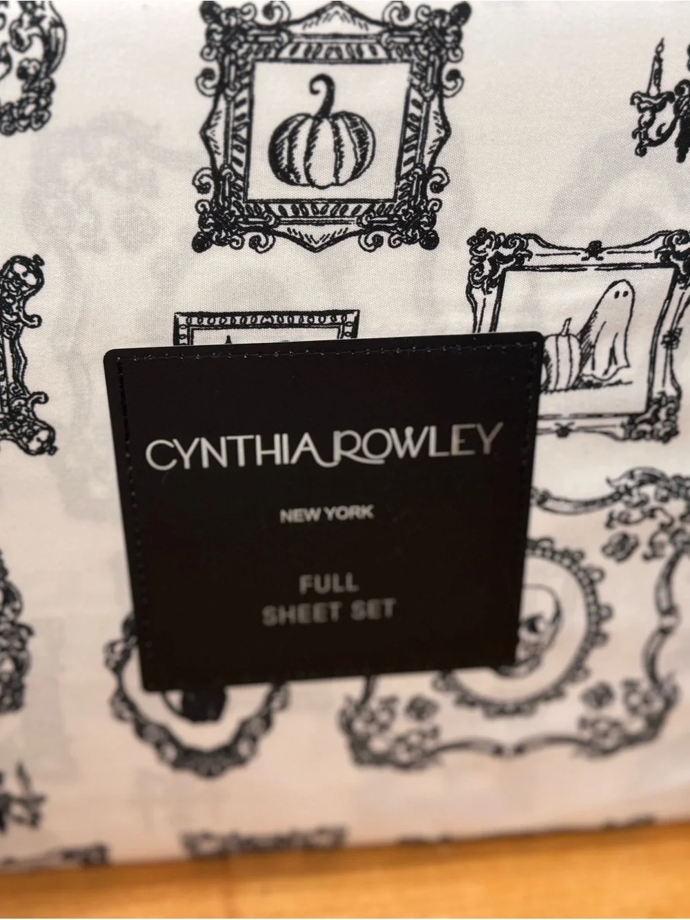 Cynthia Rowley Black and White Framed Halloween Print Full Sheet Set